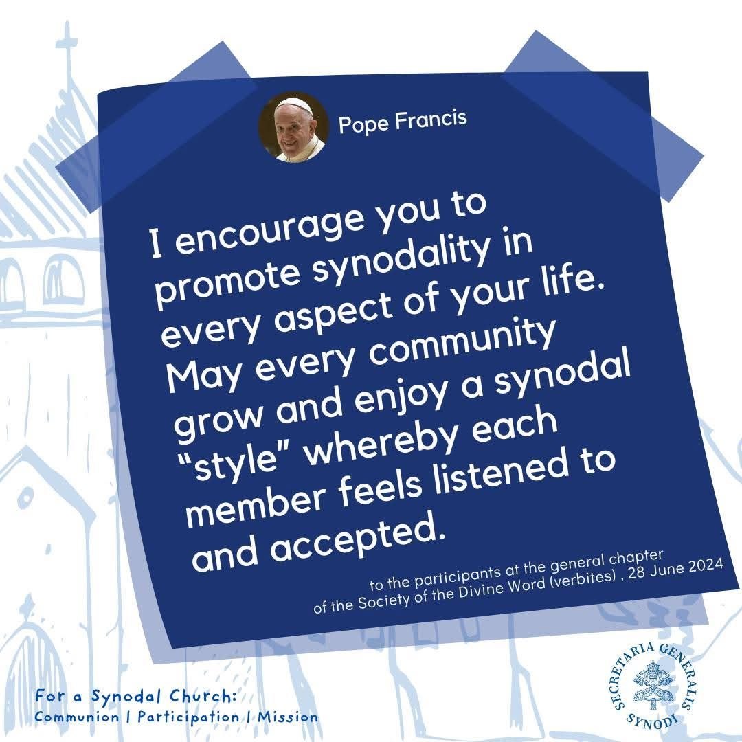 Pope Francis encourages us to promote #synodality in every aspect of our life