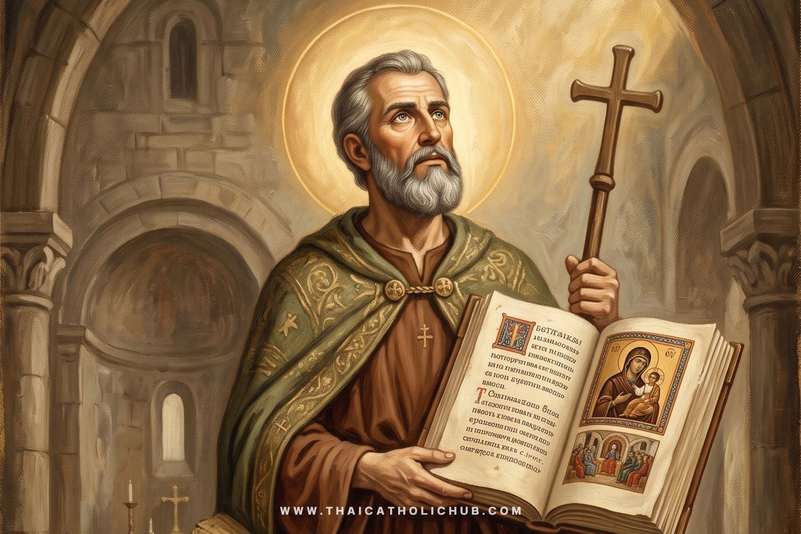 นักบุญบาร์โธโลมิว อัครสาวก (St. Bartholomew the Apostle) ถือมีดและแผ่นหนัง สัญลักษณ์แห่งมรณสักขี - TC Hub